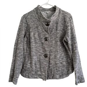 CAbi Style 596 Hourglass Sweatshirt Blazer/Jacket Heather Grey Button High Lo